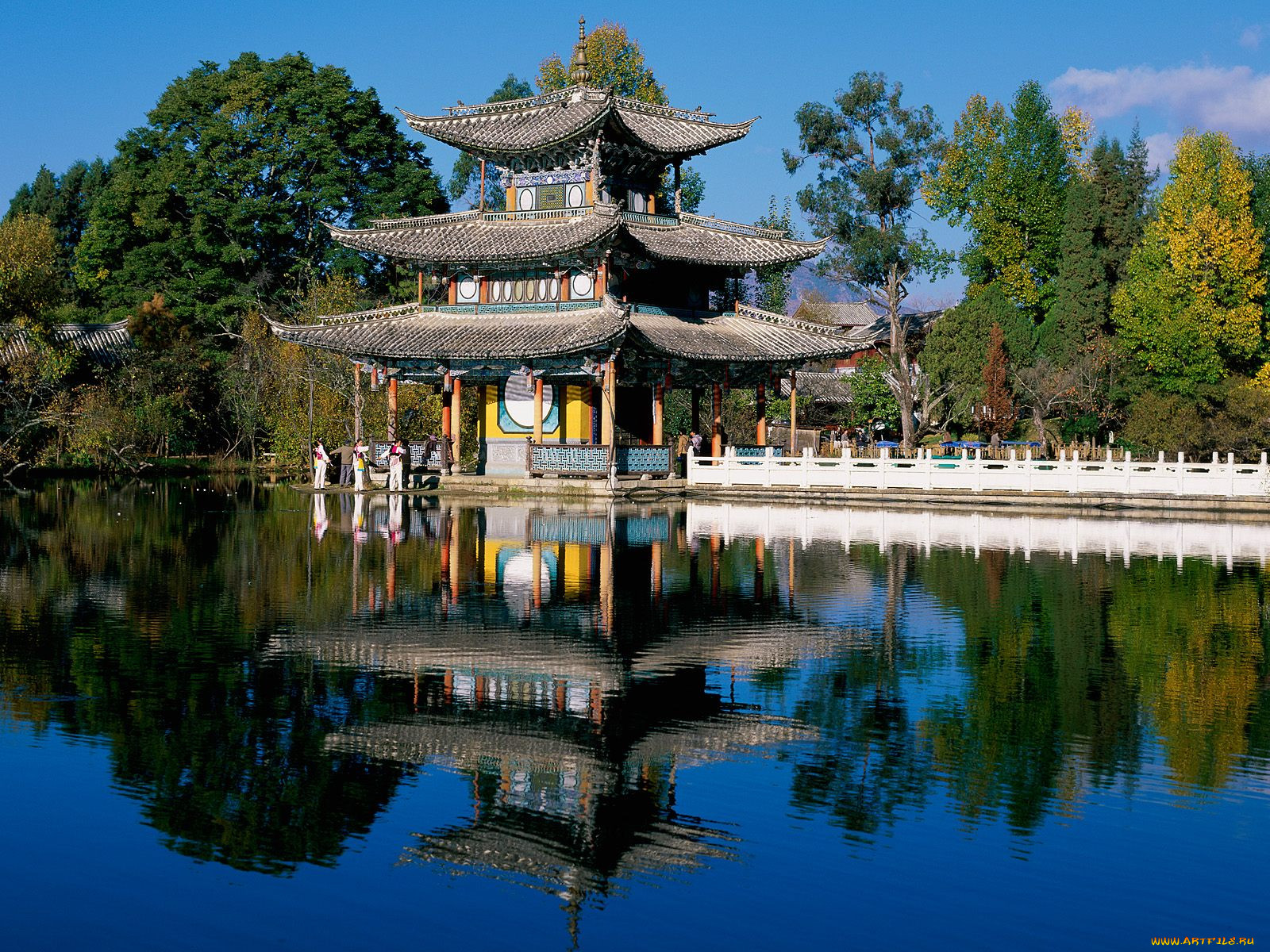 deyue, pavilion, black, dragon, pool, park, beijing, china, 